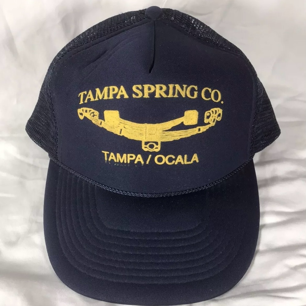 Vintage Trucker Hat Snapback Tampa Spring Co Tampa Bay Ocala Florida Mesh Blue